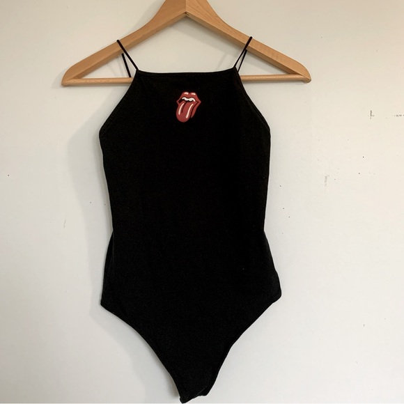 American Eagle Outfitters Tops - AMERICAN EAGLE BLACK  ROLLING STONES BODYSUIT